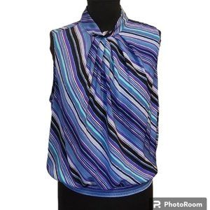 Vintage San Andre Sleeveless Striped Blouse - Size 16
